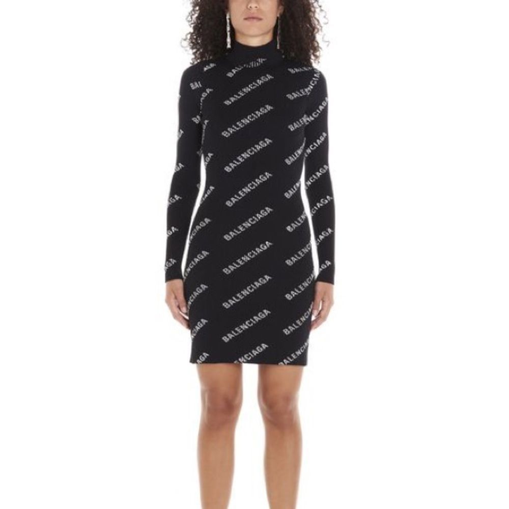 Balenciaga Printed Ribbed Mini Dress